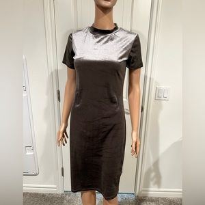 Zara trafaluc metallic  gray velvet dress size M